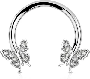 Jewseen 16G Septum Ring Butterfly Septum Jewelry CZ Septum Piercing Jewelry Cartilage Earring Helix Conch Daith Piercing Jewelry Cartilage Hoop for Women Men