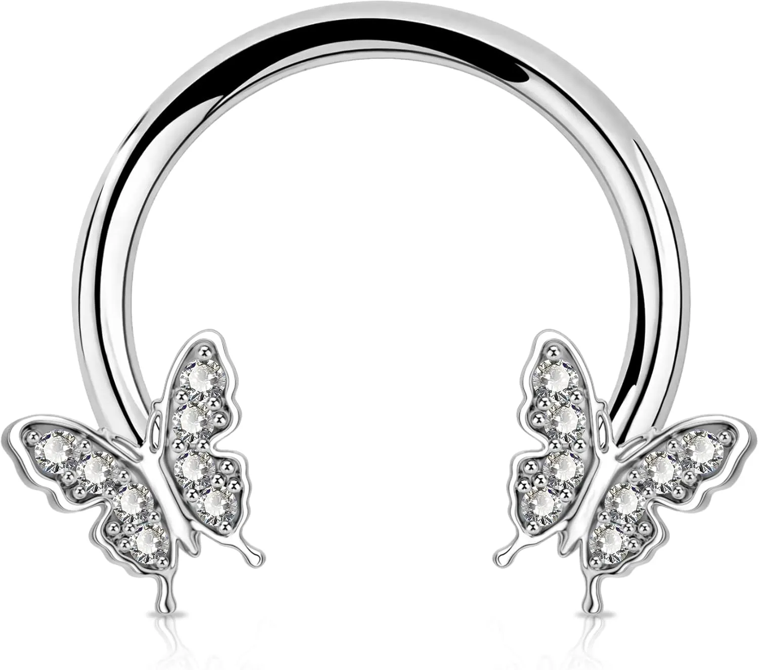Jewseen 16G Septum Ring Butterfly Septum Jewelry CZ Septum Piercing Jewelry Cartilage Earring Helix Conch Daith Piercing Jewelry Cartilage Hoop for Women Men