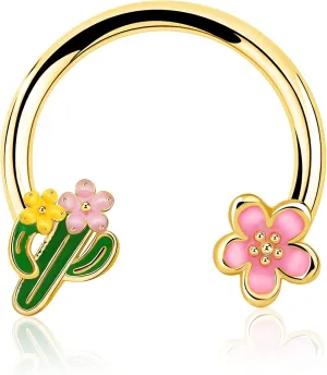 Jewseen Flower Septum Rings 16g Septum Jewelry Floral Cartilage Earring Gold Helix Piercing Jewelry Daith Conch Piercing Jewelry Hoop Earring for Women Men