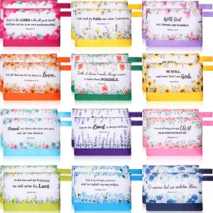 Kacctyen 24 Pcs Christian Gifts for Women Religious Makeup Bags Bulk Inspirational Bible Verse Cosmetic Bag with Zipper Thank You Church Gift Christian Canvas Pencil Pouch for Mom Travel Employee