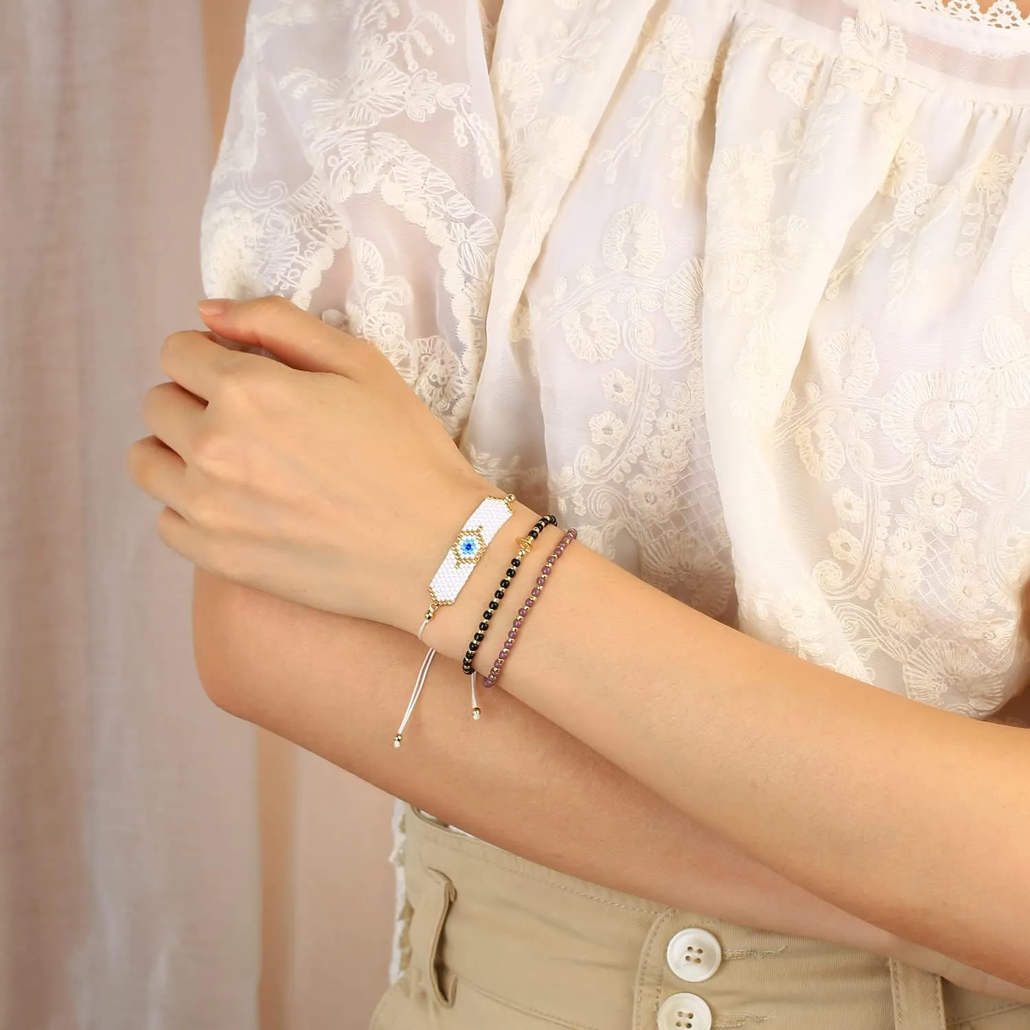 KELITCH Rainbow Beaded Bracelet Stretch Bracelets Women Bracelets Jewelry