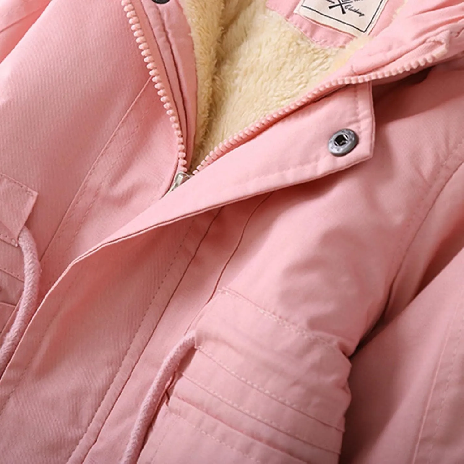 Kids Boys Girls Winter Coat Sherpa Fleece Lined Full Zipper Jacket Puffy Cotton Thickened Hooded Outdoor Down Coats