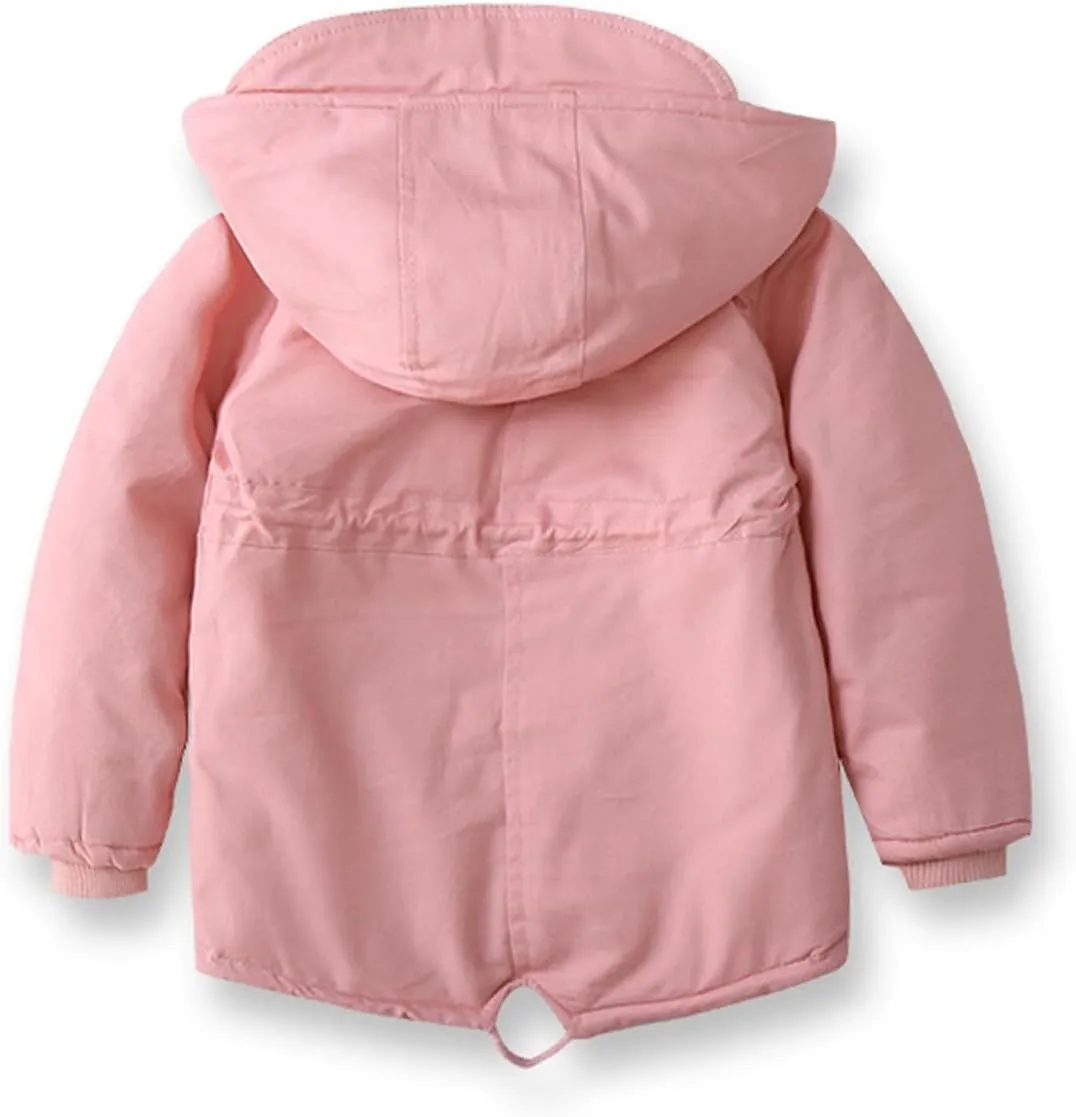 Kids Boys Girls Winter Coat Sherpa Fleece Lined Full Zipper Jacket Puffy Cotton Thickened Hooded Outdoor Down Coats
