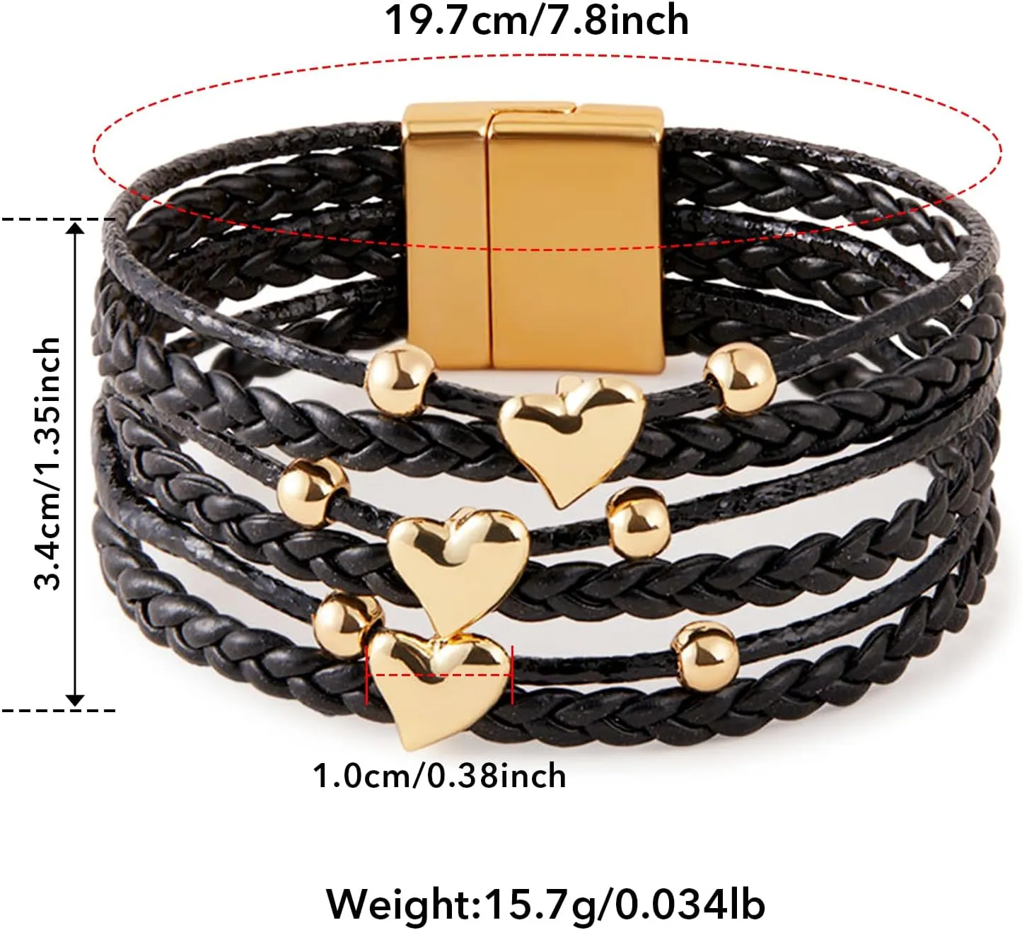 KOLODOGO Boho Leather Cuff Bracelets for Women Gold Bead Bracelets Stackable Clasp Bracelets for Women as Jewelry Gift
