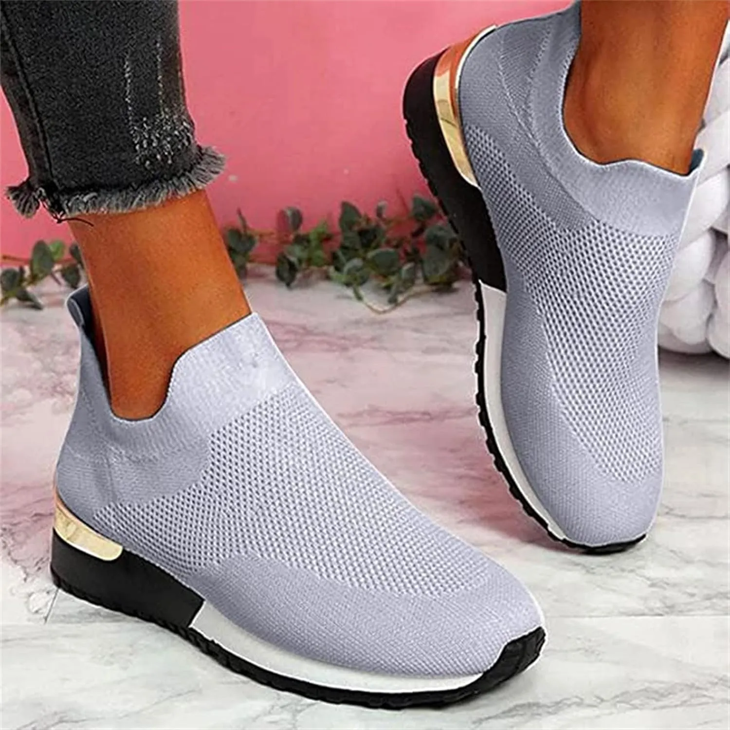 Ladmiple Gym Shoes For Women Workout Memory Foam Slip On Walking Shoes Casual Comfort Fashion Tennis Running Sneakers