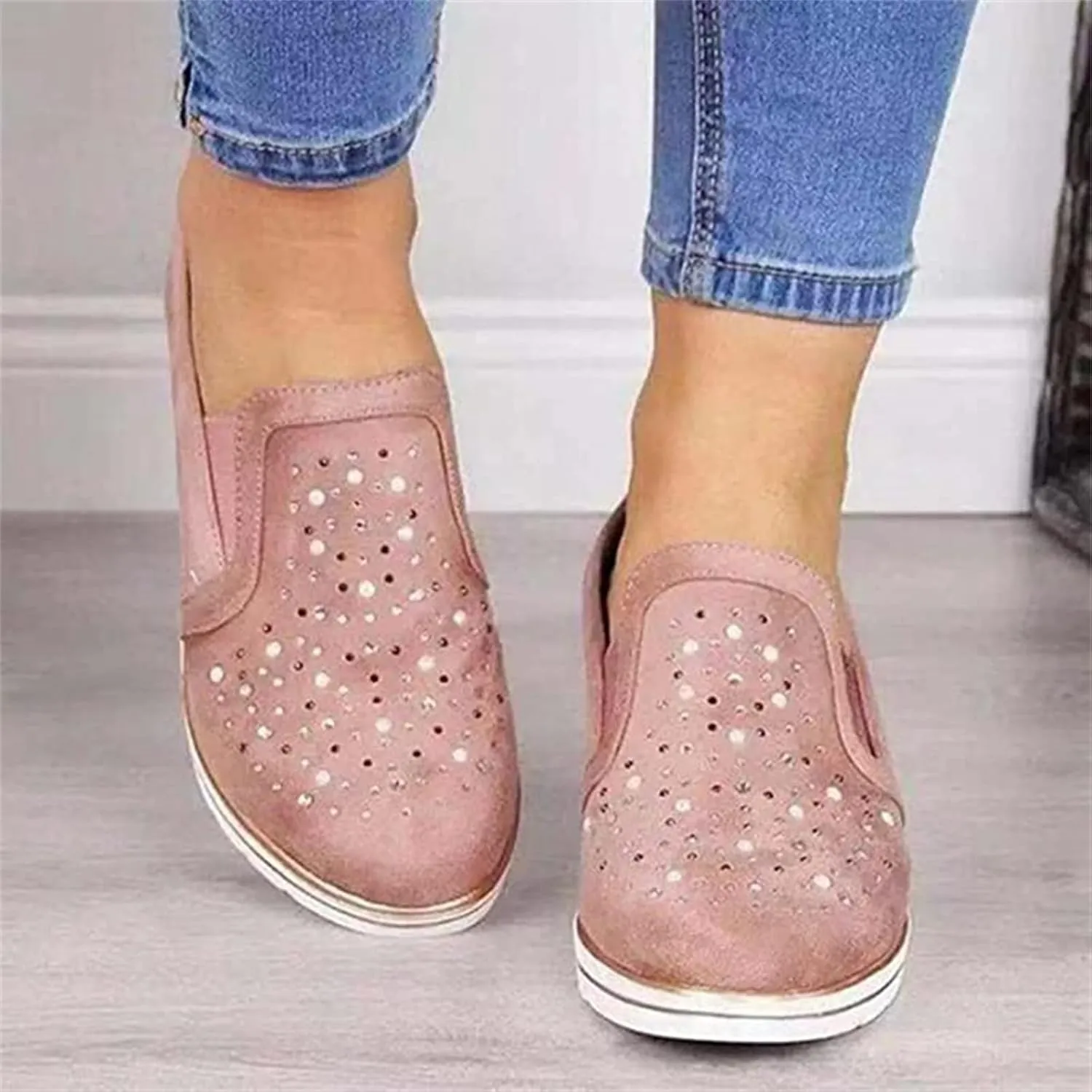 Ladmiple Shoes For Women Sneakers Trendy Slip On Running Shoes Non Slip Walking Shoes Gym Fashion Platform Tennis Shoes