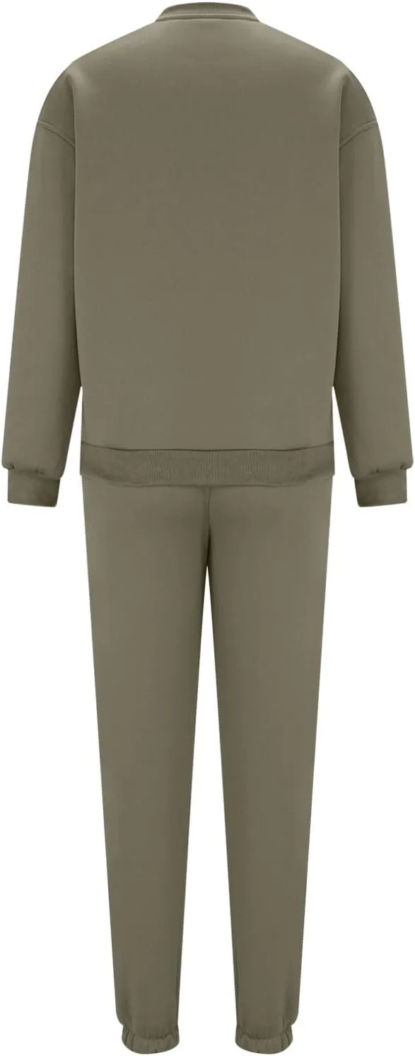 Lastesso Sweatsuits Women 2 Piece Outfit Plus Size Lounge Tracksuits Crew Neck Letter Sweatshirt Matching Active Pants