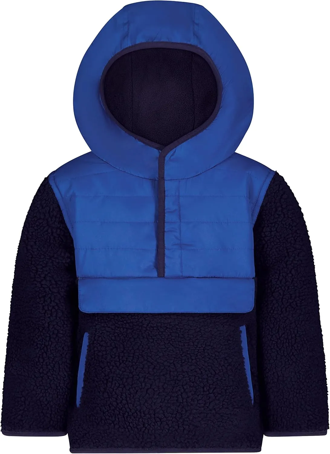 LONDON FOG Baby Boys Hooded Pull on Toddler Midweight Coat, Soft Fleece and Puffer Jacket