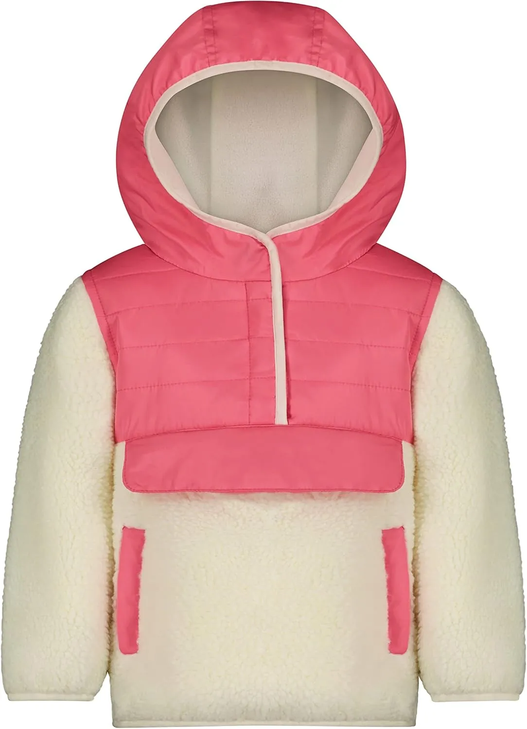 LONDON FOG Baby Girls' Hooded Pull on Winter Coat, Soft Fleece and Puffer Jacket