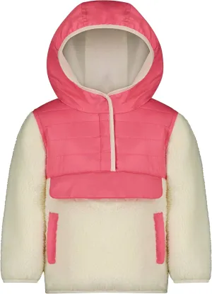 LONDON FOG Baby Girls' Hooded Pull on Winter Coat, Soft Fleece and Puffer Jacket