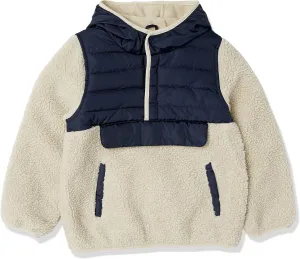 LONDON FOG Boys Hooded Pull on Toddler Midweight Coat, Soft Fleece and Puffer Jacket