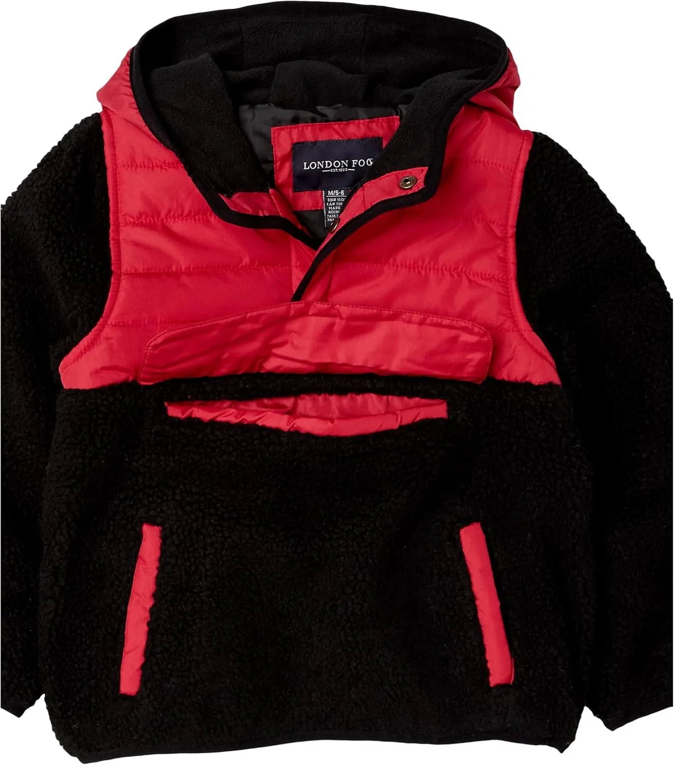 LONDON FOG Boys Hooded Pull on Toddler Midweight Coat, Soft Fleece and Puffer Jacket