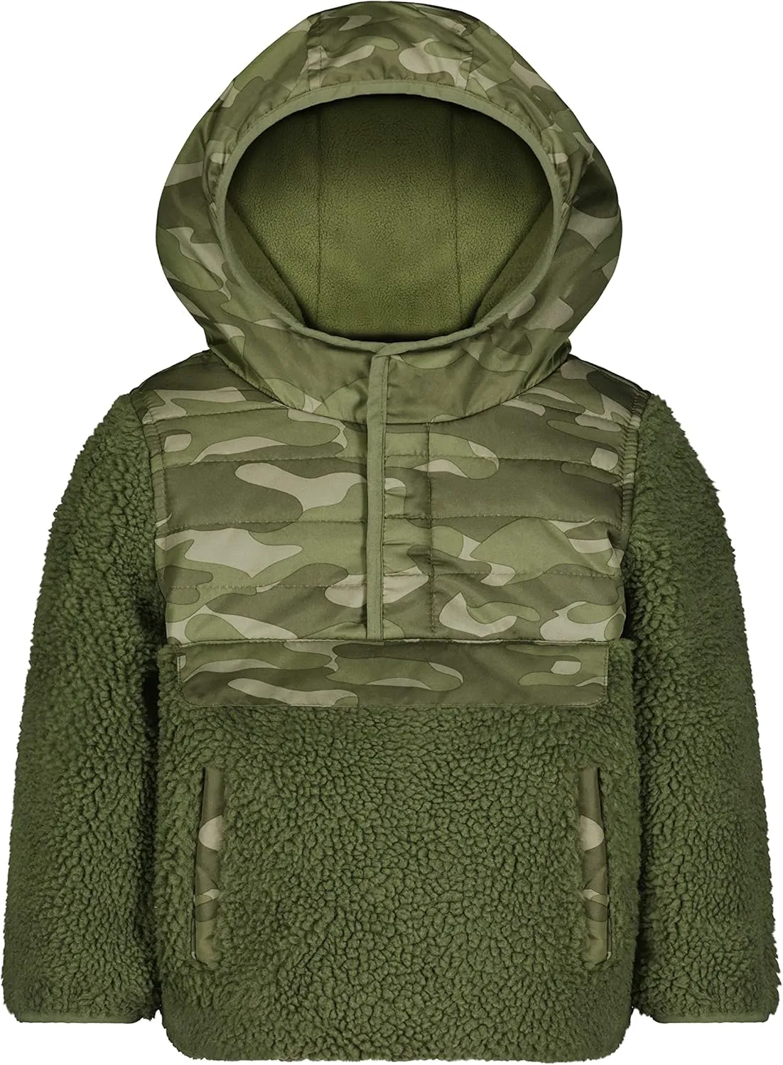 LONDON FOG Boys Hooded Pull on Toddler Midweight Coat, Soft Fleece and Puffer Jacket