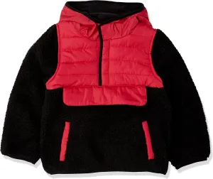 LONDON FOG Boys Hooded Pull on Toddler Midweight Coat, Soft Fleece and Puffer Jacket