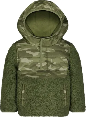 LONDON FOG Boys Hooded Pull on Toddler Midweight Coat, Soft Fleece and Puffer Jacket