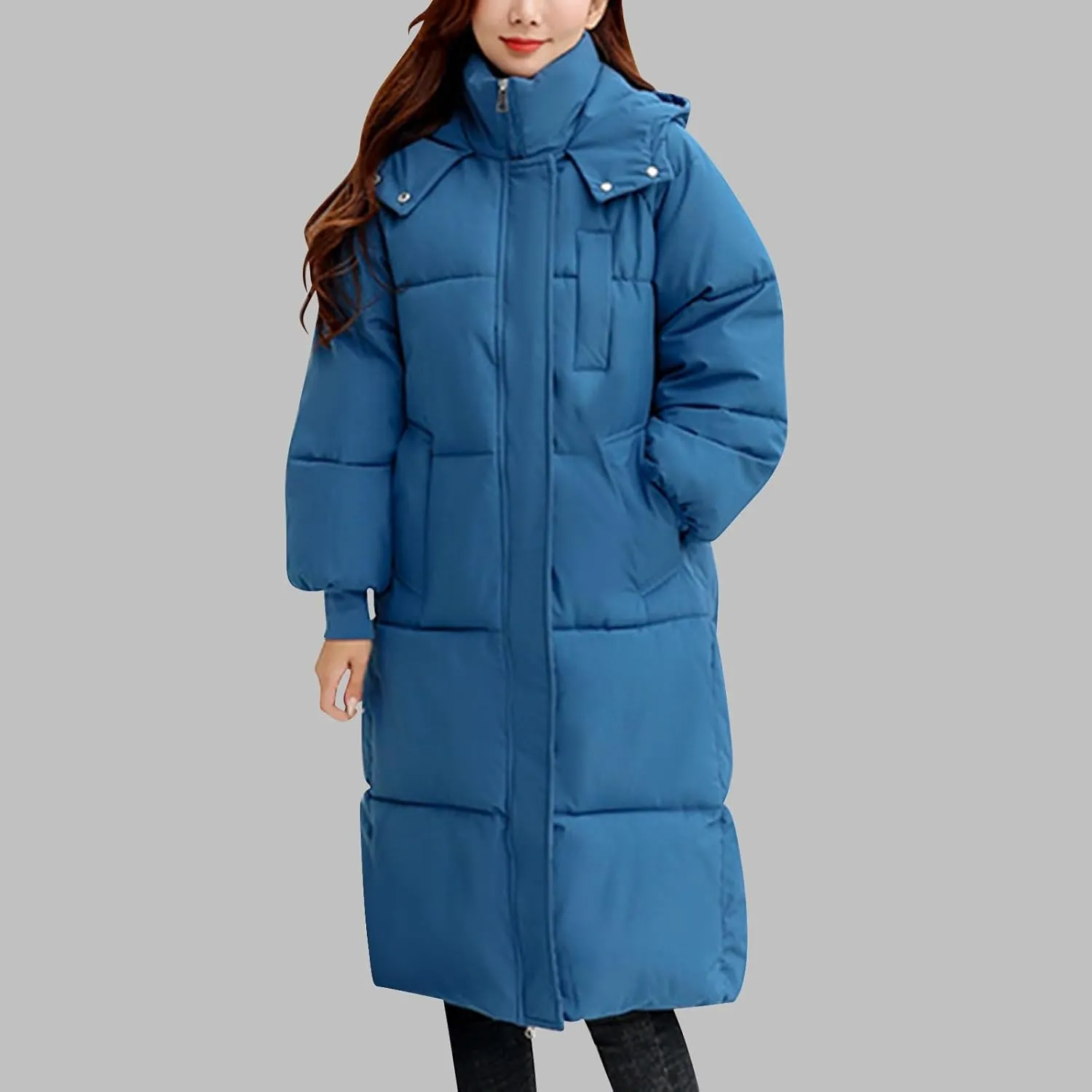 Long Winter Coats for Women 2025 Trendy Hooded Padded Trench Coat Puffer Down Jackets Overcoat with Pockets