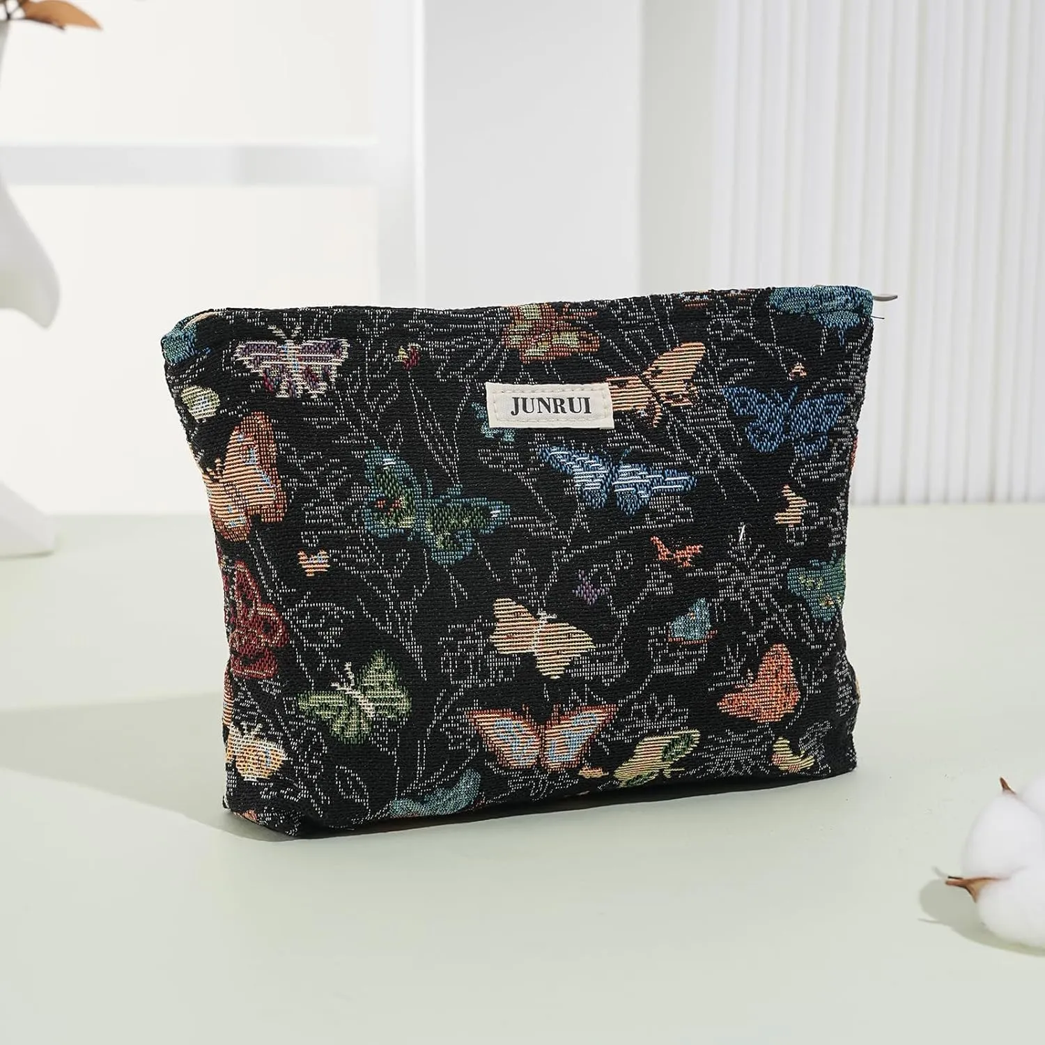 Makeup Bag Portable Cosmetic Bag for Purse Large Storage Capacity Toiletry Bag Make up OrganizerTravel Pouch with Zipper for Women, (Butterfly Dark)