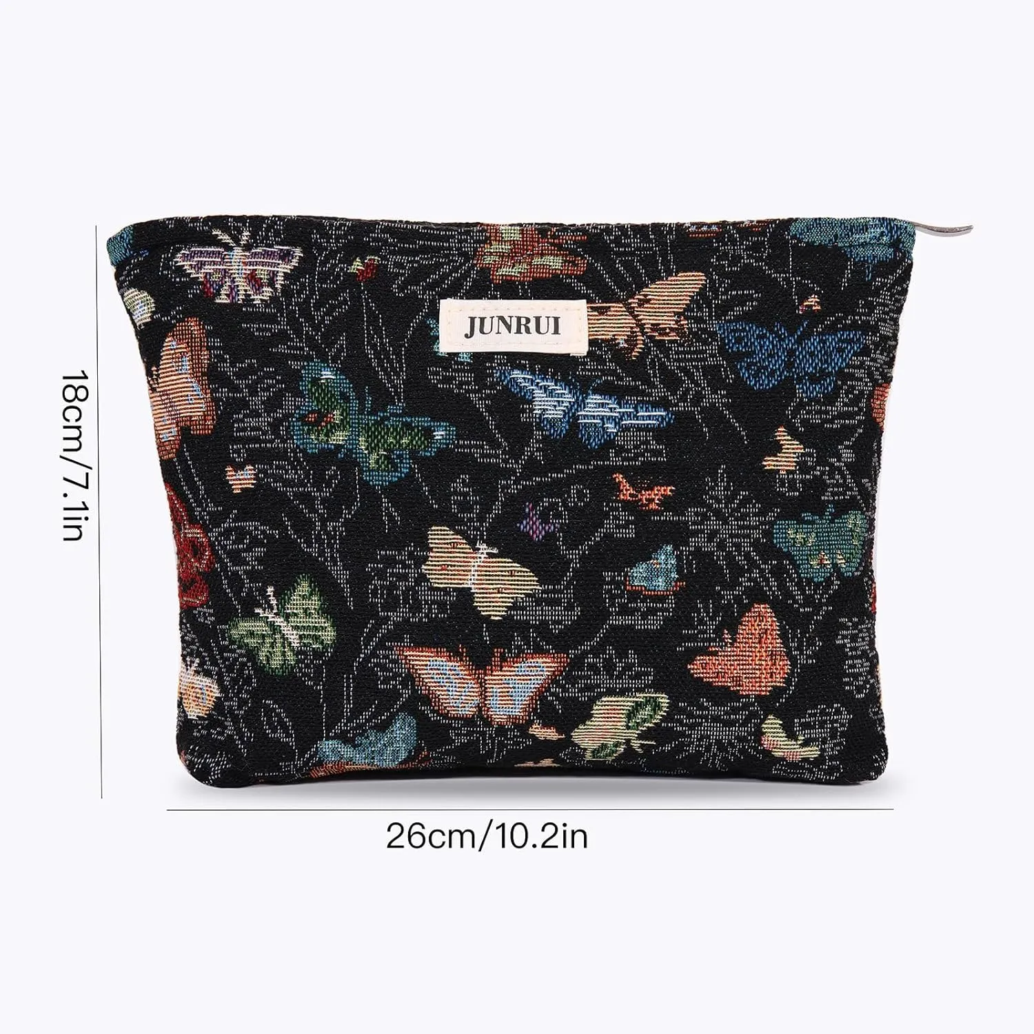 Makeup Bag Portable Cosmetic Bag for Purse Large Storage Capacity Toiletry Bag Make up OrganizerTravel Pouch with Zipper for Women, (Butterfly Dark)