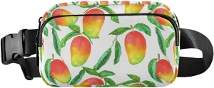 Mango Leaves Watercolor White Fanny Packs for Women Girls Crossbody Bags Everywhere Belt Bag with Adjustable Strap Fashion Waist Pack for Travel Running Workout