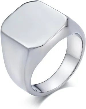 Matching Promise Rings, Friendship Ring Rectangle Vintage Jewelry Rings Stainless Steel Fashion Jewelry