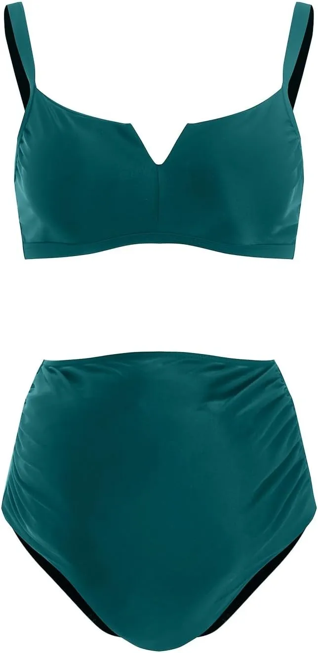 Maternity Swimsuit for Women Two Piece Bikini Set Bandeau Top Low Rise Bottom Bathing Suits Trendy Pregnancy Swimwear