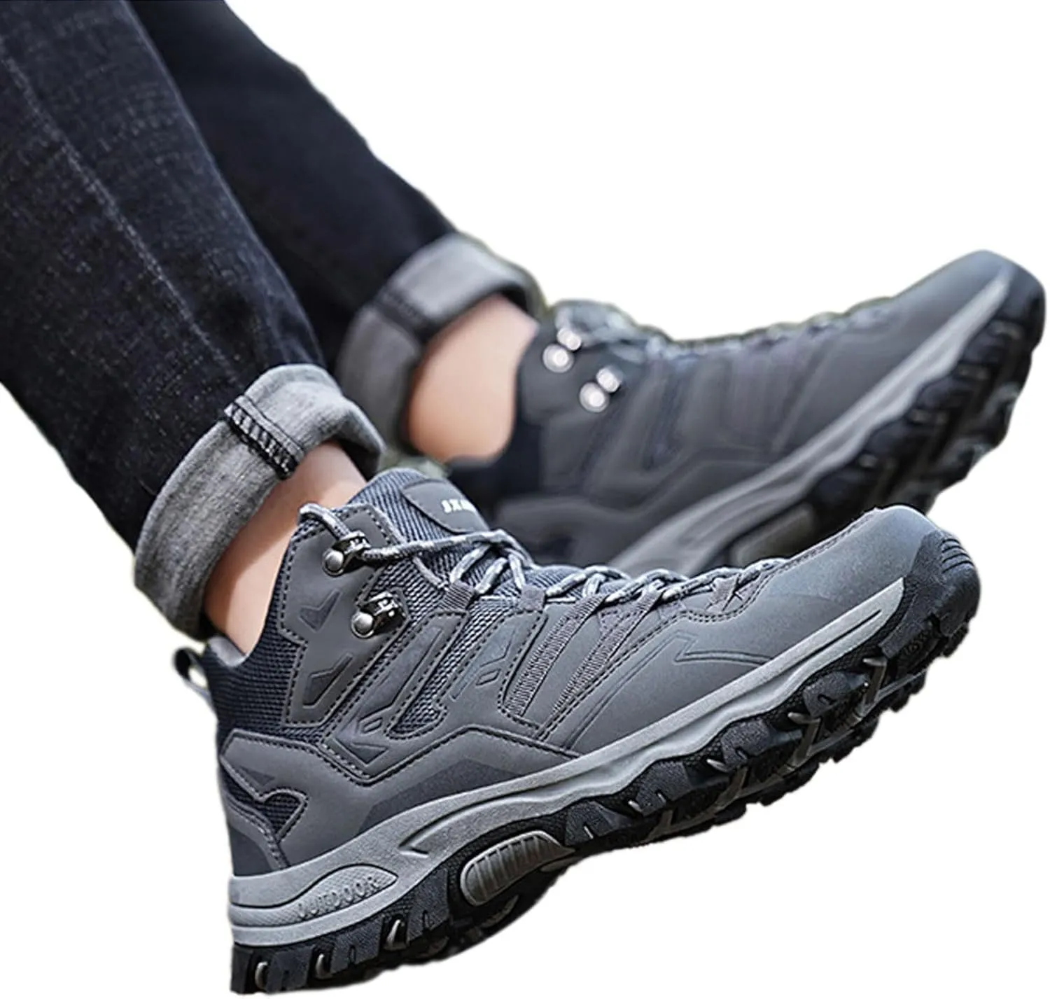 Men Autumn and Winter Hiking Shoes High Top Climbing Hiking Outdoor Shoes Casual Casual Slip on Shoes for Men No Socks