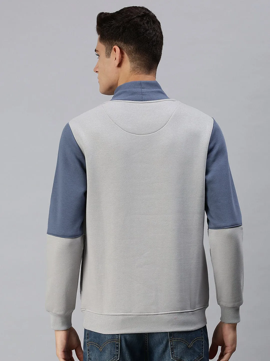 Men Blue Colourblocked Sweatshirt