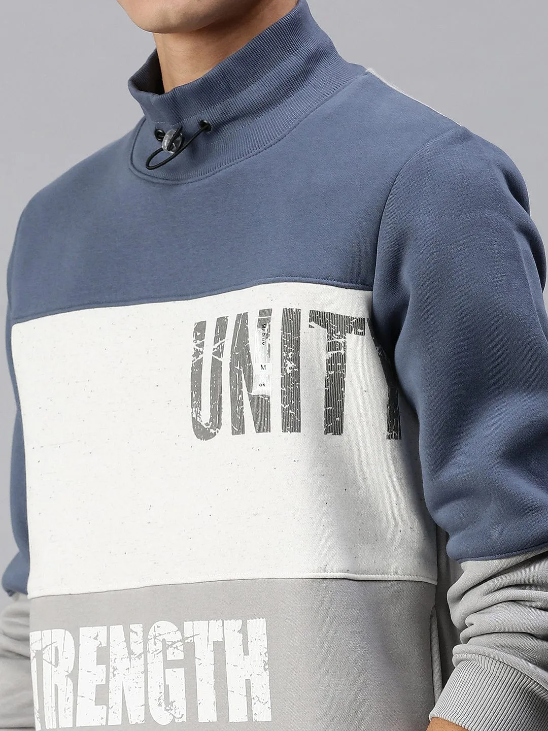 Men Blue Colourblocked Sweatshirt