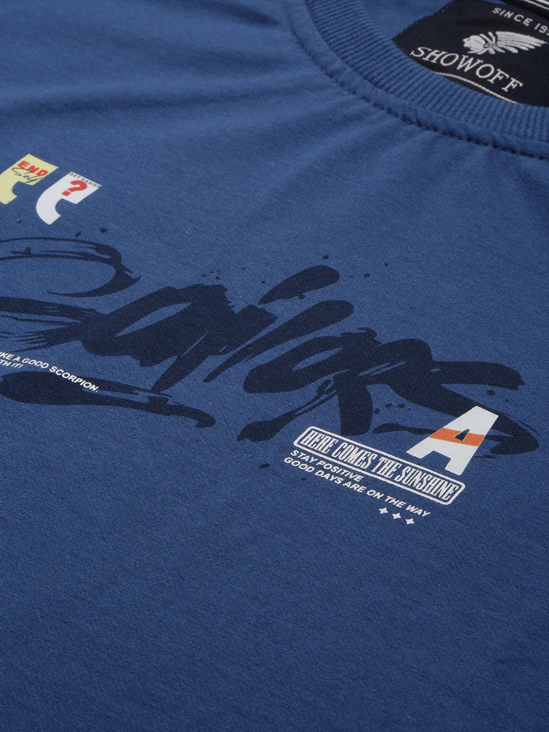 Men Blue Typography Printed Sweatshirt