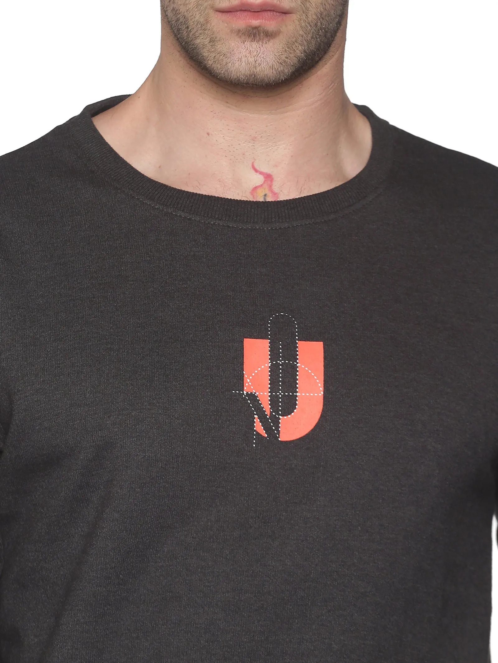Men Grey Casual Printed Sweatshirt