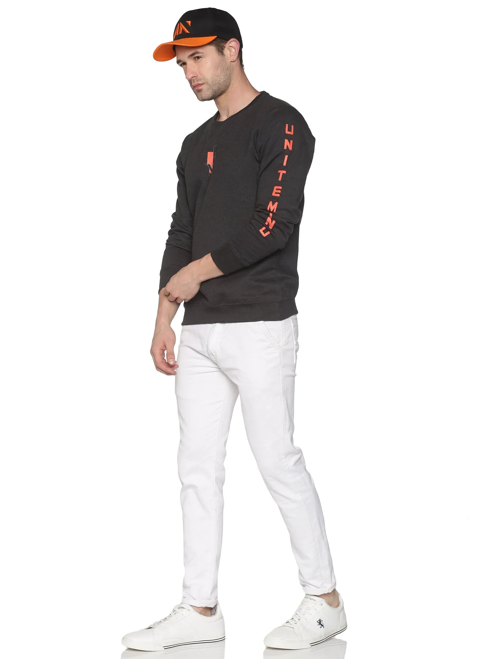 Men Grey Casual Printed Sweatshirt