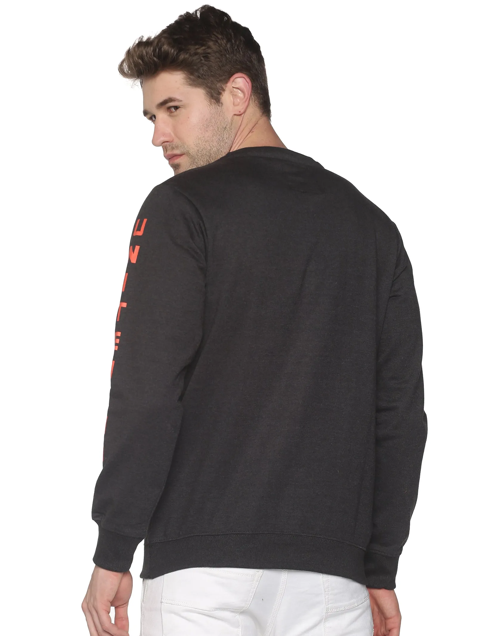 Men Grey Casual Printed Sweatshirt