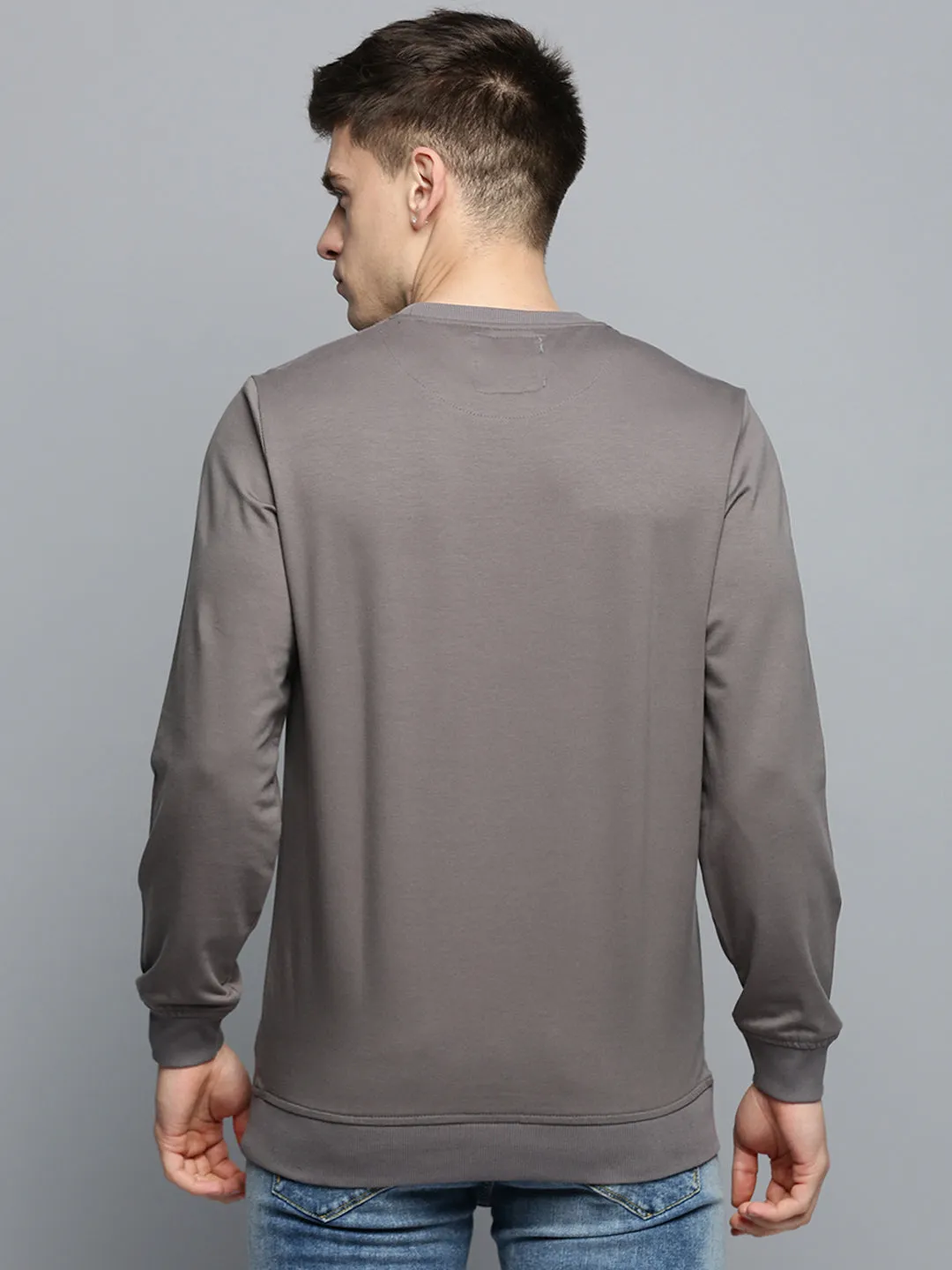 Men Grey Typography Printed Sweatshirt