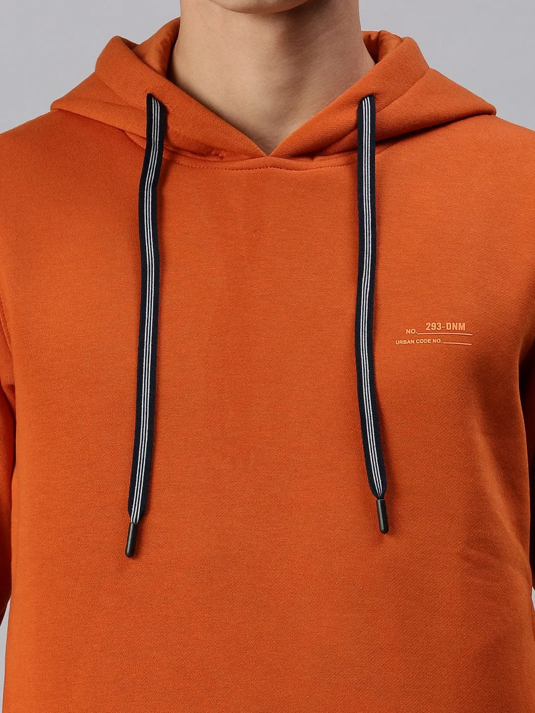 Men Tan Solid Hoodie