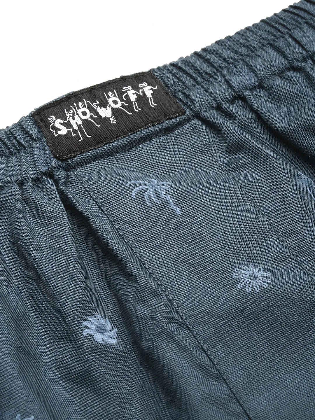Men Teal Printed Slim Fit Boxers