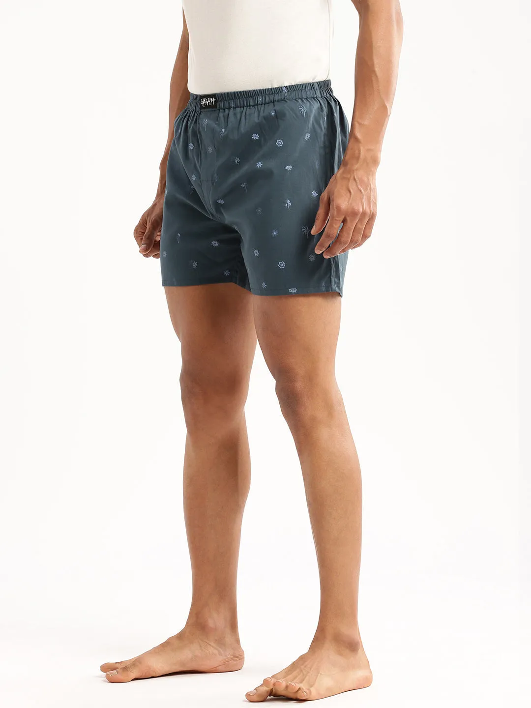 Men Teal Printed Slim Fit Boxers