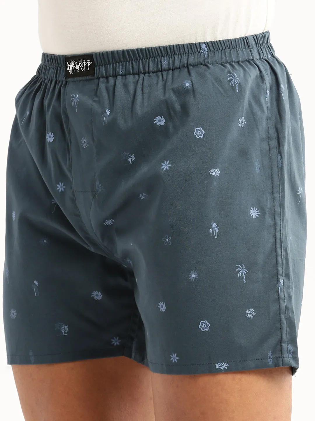 Men Teal Printed Slim Fit Boxers