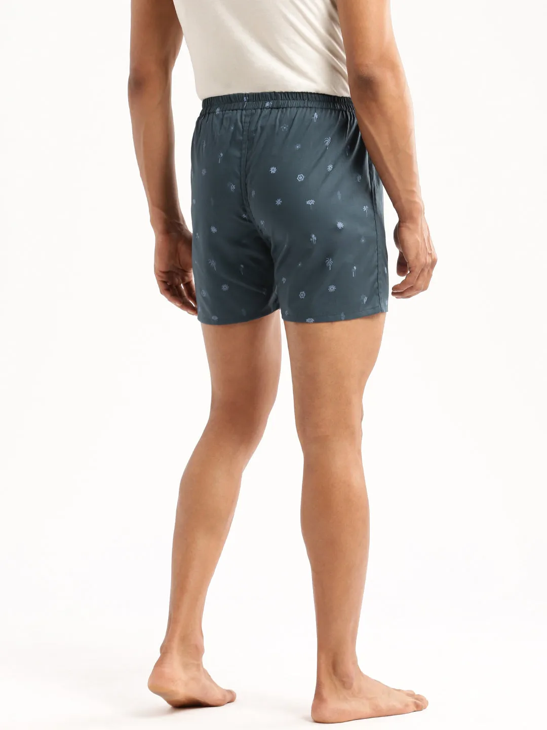 Men Teal Printed Slim Fit Boxers