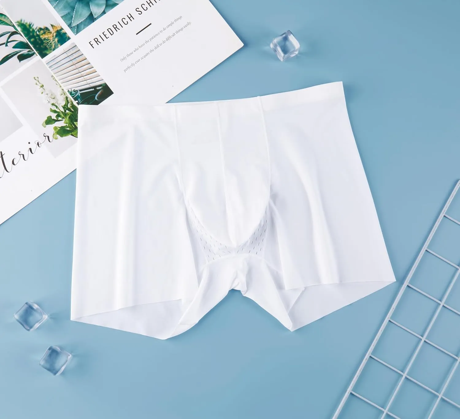 Men's Breathable Comfort Super Soft Trunks Sexy Dual Pouch Silky Boxer Shorts