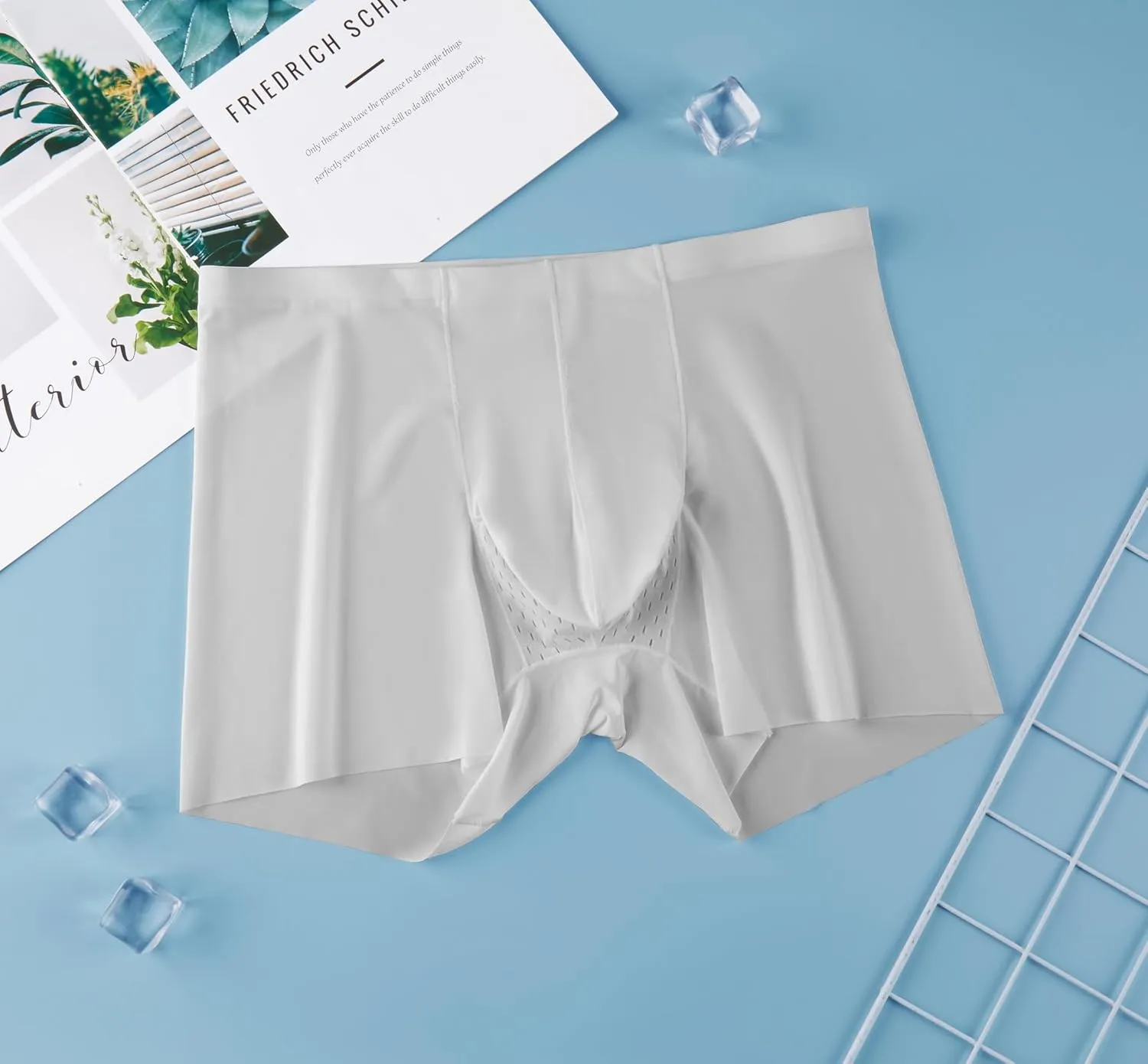 Men's Breathable Comfort Super Soft Trunks Sexy Dual Pouch Silky Boxer Shorts