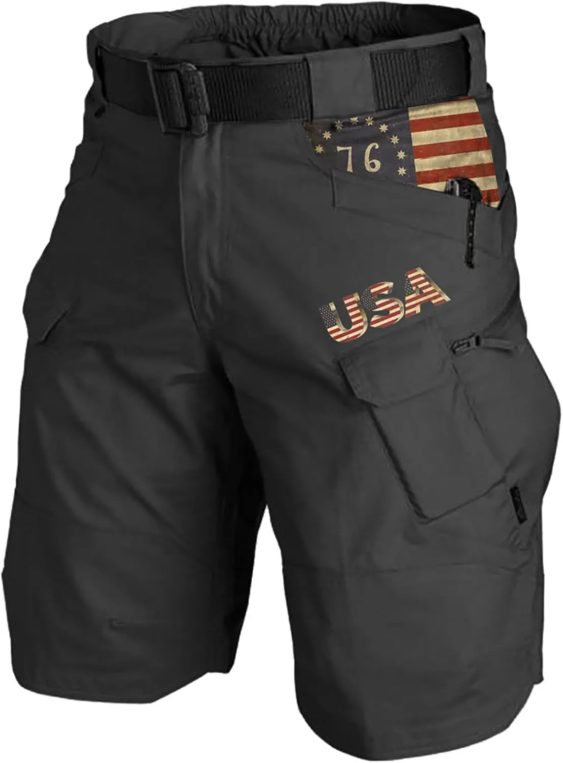 Men's Cargo Shorts Graphic Tactical Shorts with Zipper Pockets Outdoor Hiking Fishing Shorts for Men Golf Shorts