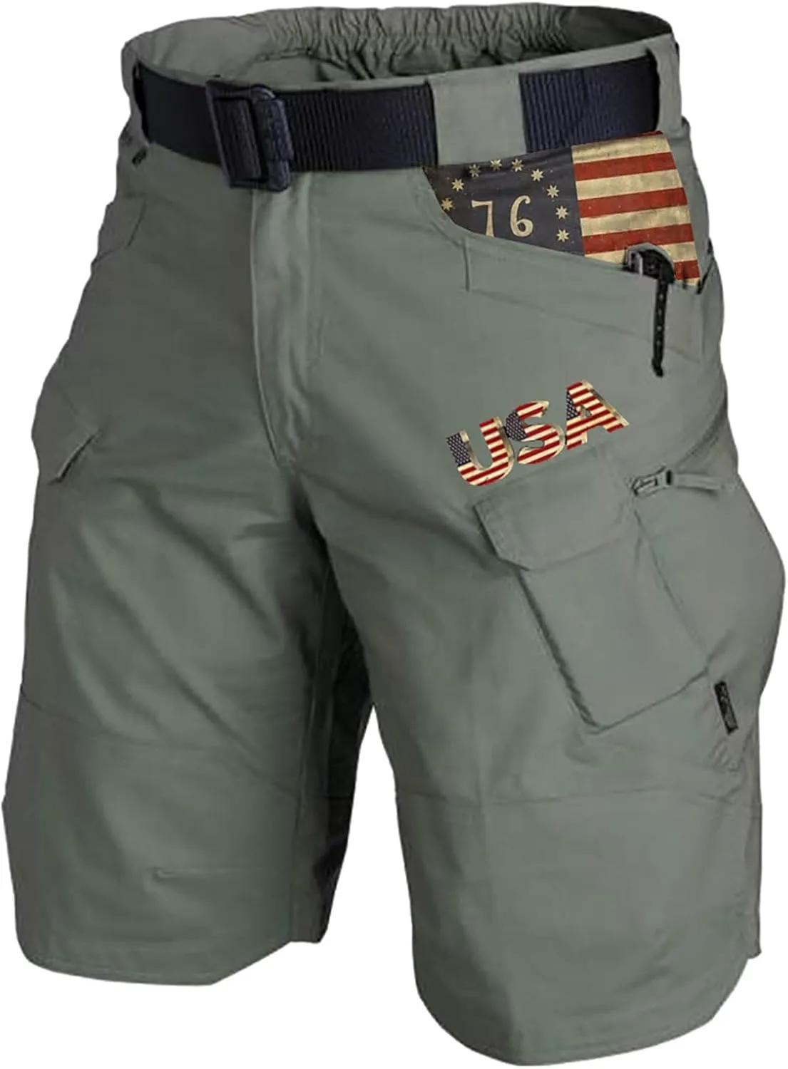 Men's Cargo Shorts Graphic Tactical Shorts with Zipper Pockets Outdoor Hiking Fishing Shorts for Men Golf Shorts