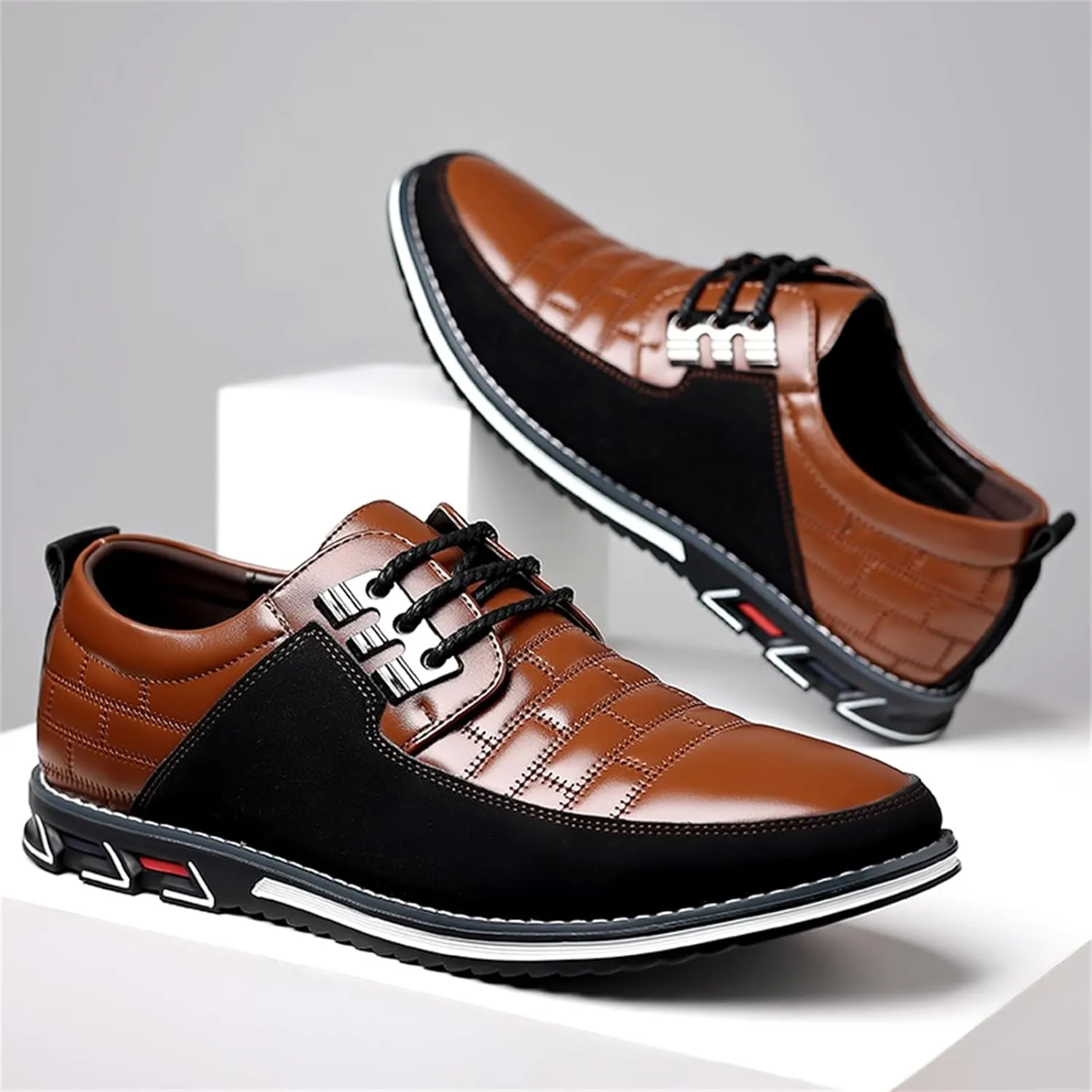 Mens Dress Shoes Fashion Business Casual Shoes Flats Sneakers Lace-up Formal Walking Shoes Wedding Shoes for Male