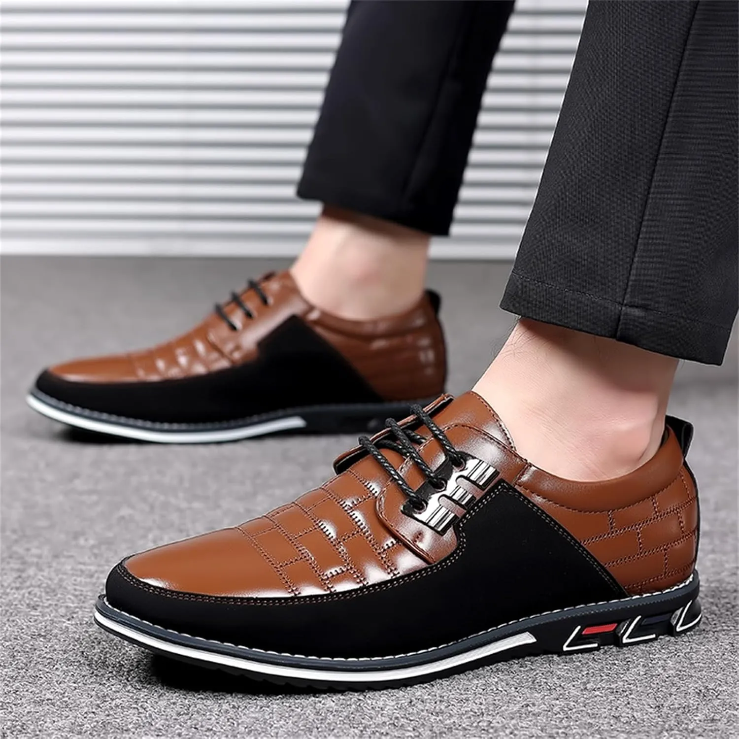 Mens Dress Shoes Fashion Business Casual Shoes Flats Sneakers Lace-up Formal Walking Shoes Wedding Shoes for Male