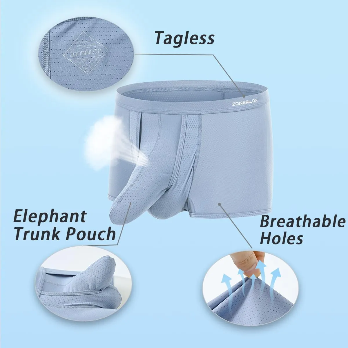 Men's Dual Pouch Underwear Boxer Briefs Bulge Enhancing Breathable Comfort