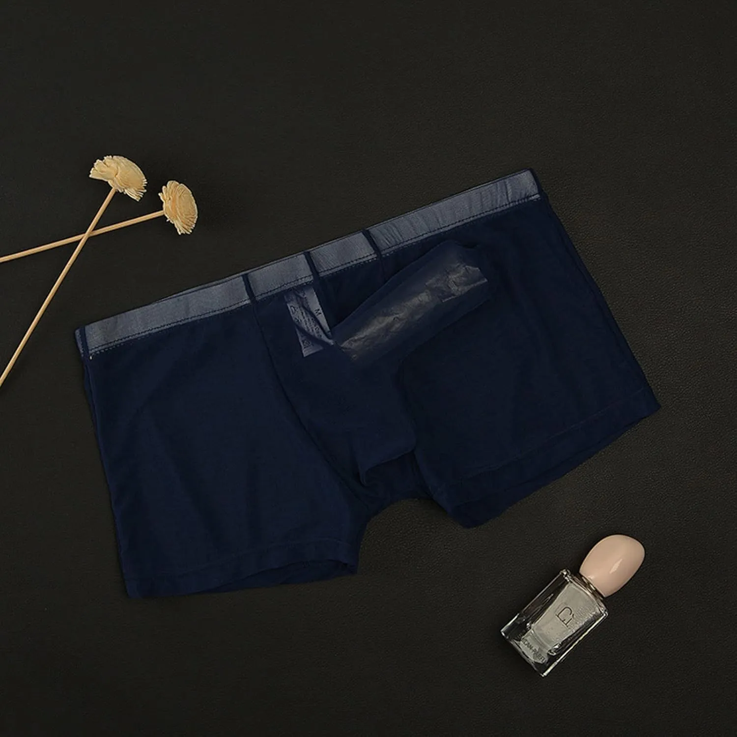 Mens Sexy Elephant Nose Boxer Briefs Mesh Sheer Shorts Stretchy Underpants Seperate Underwear Open Fly Pouch Panty