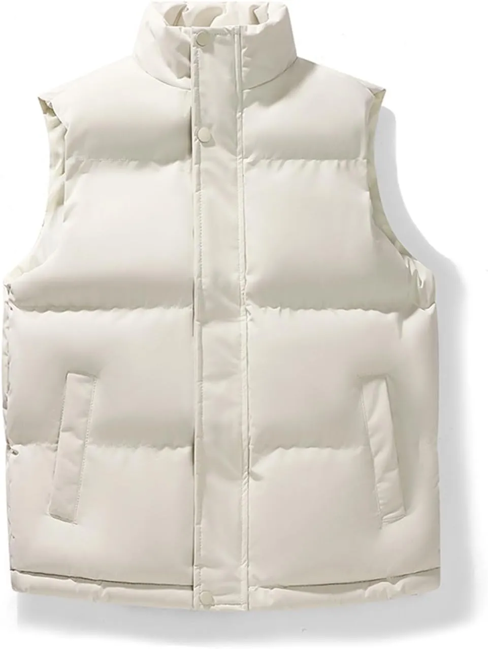 Mens Thicken Puffer Vest Coats Button Full Zip Stand Collar Solid Gilet Jacket Outdoor Mountain Warm Vests Outwear