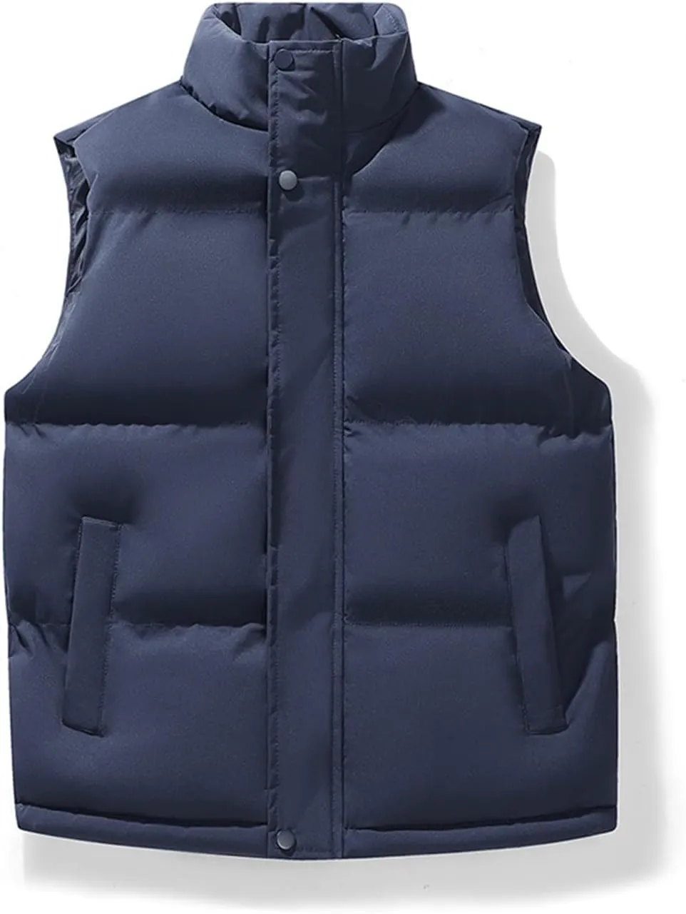 Mens Thicken Puffer Vest Coats Button Full Zip Stand Collar Solid Gilet Jacket Outdoor Mountain Warm Vests Outwear