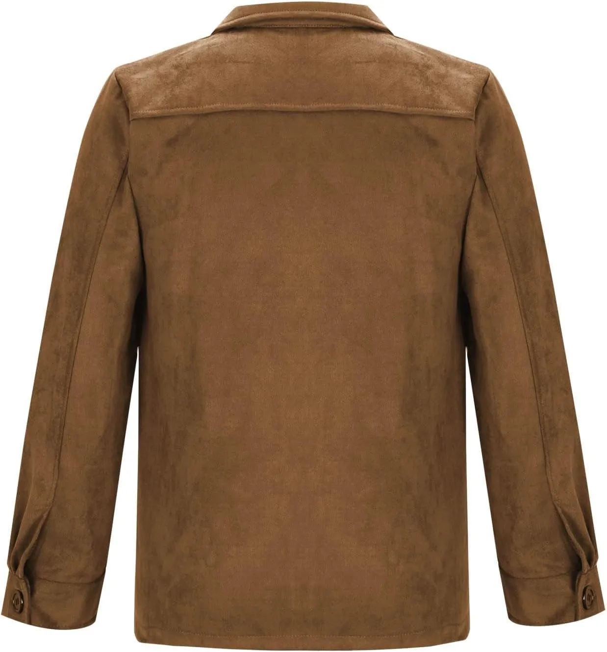 Mens Trucker Suede Leather Jacket Vintage Western Cowboy Coat Casual Button Down Utility Uniform Work Shirt Shackets