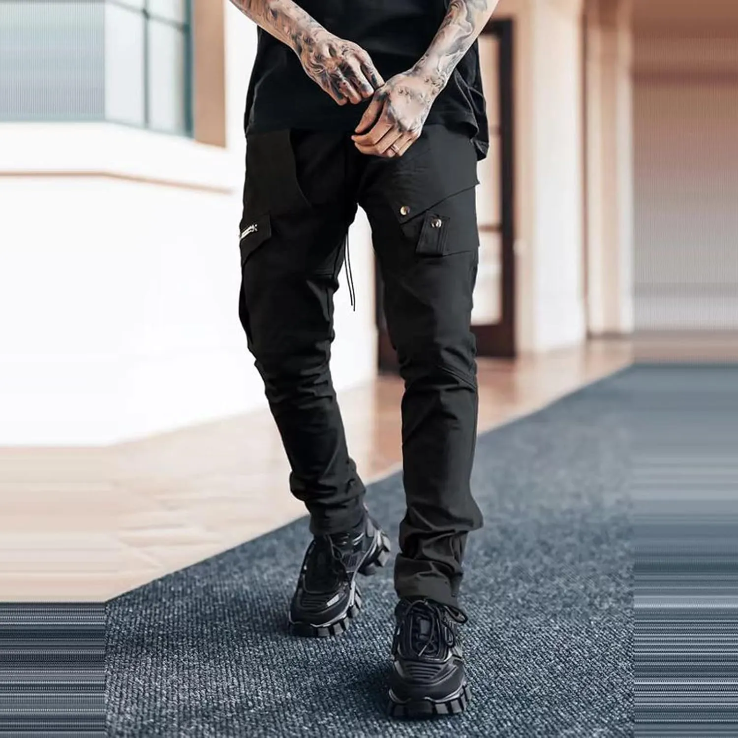 Mens Workout Cargo Sweatpants Men's Winter Fleece Pants Sherpa Lined Warm Sweatpants Active Running Jogger Outdoor
